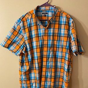 Club Room 3XL Men's buttondown SS Shirt, orange, blue, white color